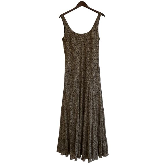 Jones New York Womens Tiered Maxi Dress Size 14 Geometric Sleeveless Boho Flowy - Picture 1 of 12